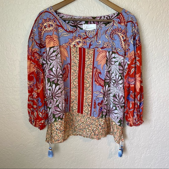 Anthropologie Sonrisa Paisley Floral Blouse Size XS - Picture 4 of 10